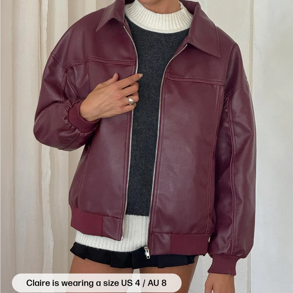 Princess Polly Deep Red Faux Leather Jacket